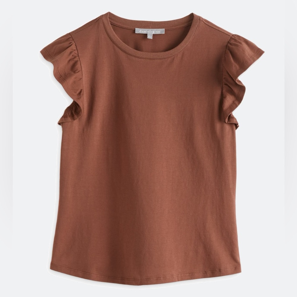 Daniel Rainn Sleeveless Ruffle Trim Sleeve Knit Top